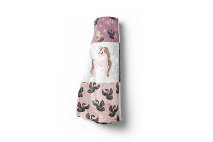 Black Swan Ballerina Minky Blanket, Ballet Nursery Bedding - Sweet Ballet