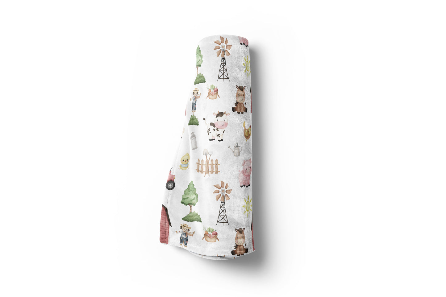 Farm Animals Minky Blanket | Barnyard Nursery Bedding - Little Farmer