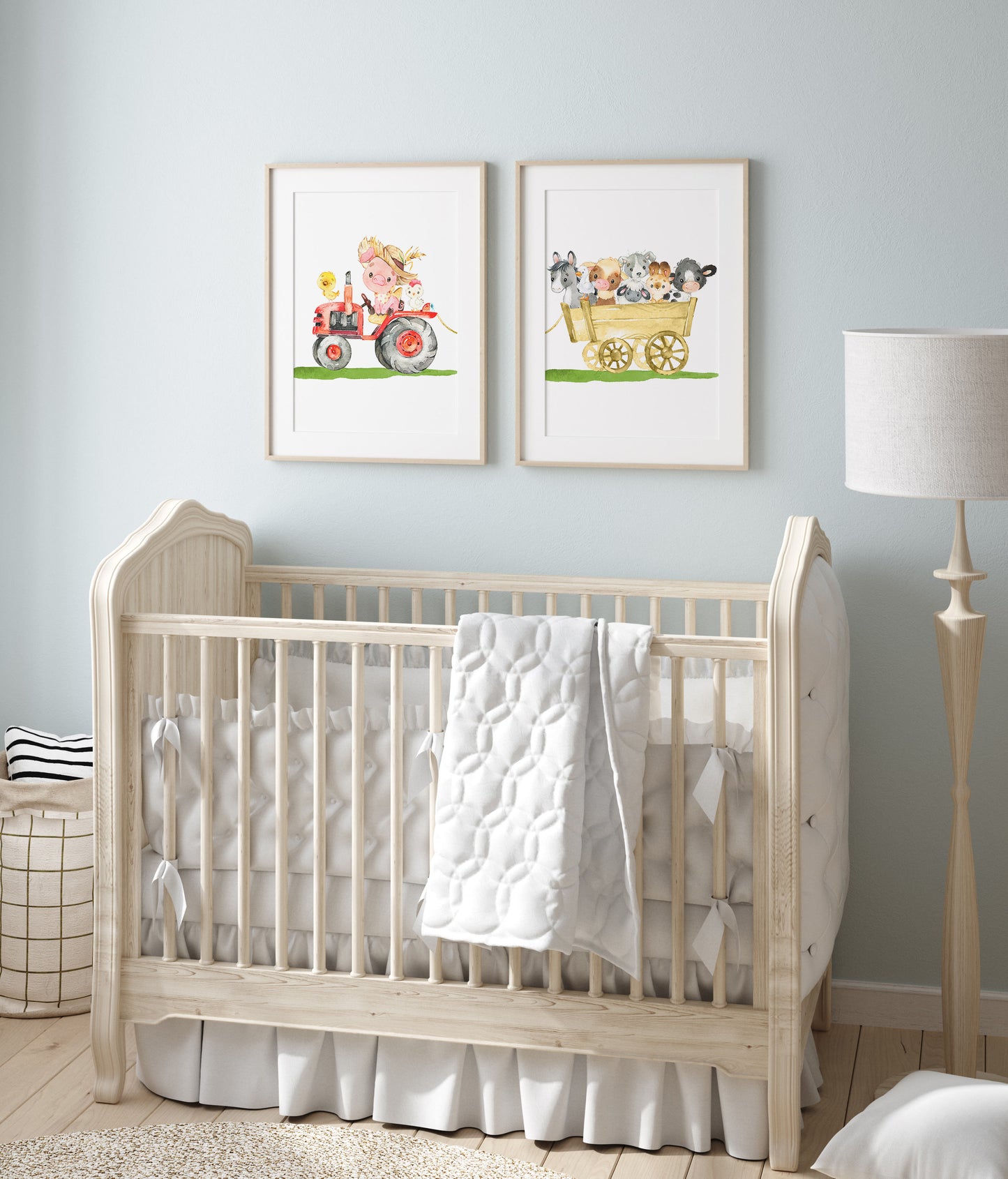 Farm Animals Wall Art, Farm Nursery Prints Set of 2 - Farm Babies