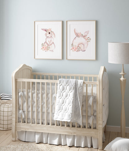 Bunny Wall Art, Woodland Nursery Prints set of 2