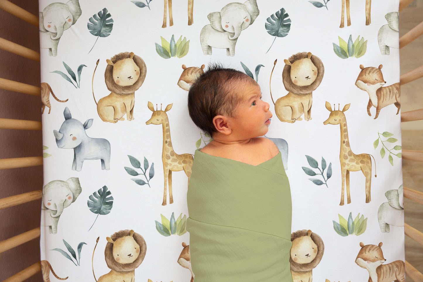 Safari Animals Crib Sheet, Jungle Nursery Bedding - Baby Africa