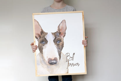 Bull Terrier Dog Wall Art, Dog Nursery Print