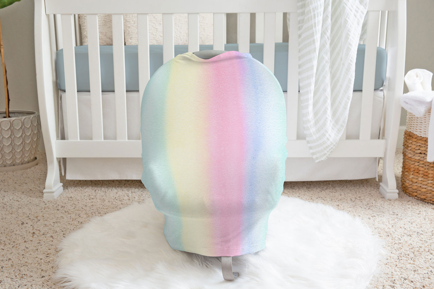 Stripes Car Seat Cover, Rainbow Nursing Cover