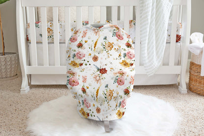 Floral Garden Car Seat Cover, Wilflowers Nursing Cover - Vintage Garden