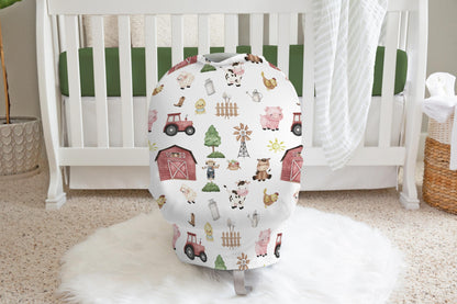 Farm Car Seat Cover | Barnyard nursing cover boy - Little Farmer