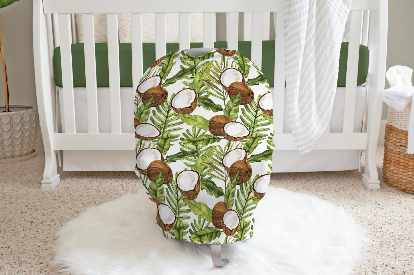 Coconut Car Seat Cover | Tropical Nursing Cover - Little Coconut