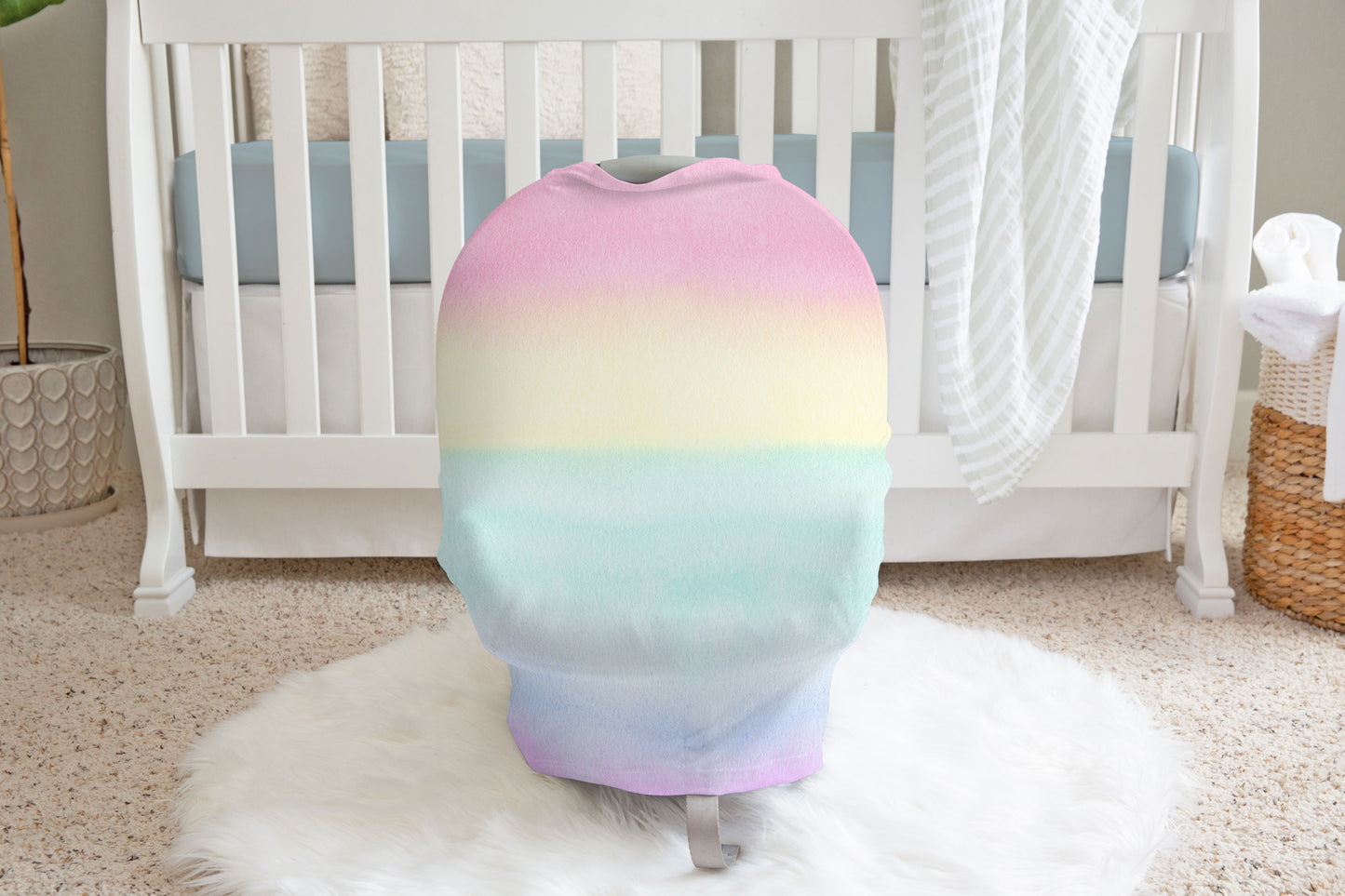 Pastel Rainbow Car Seat Cover, Rainbow Nursing Cover