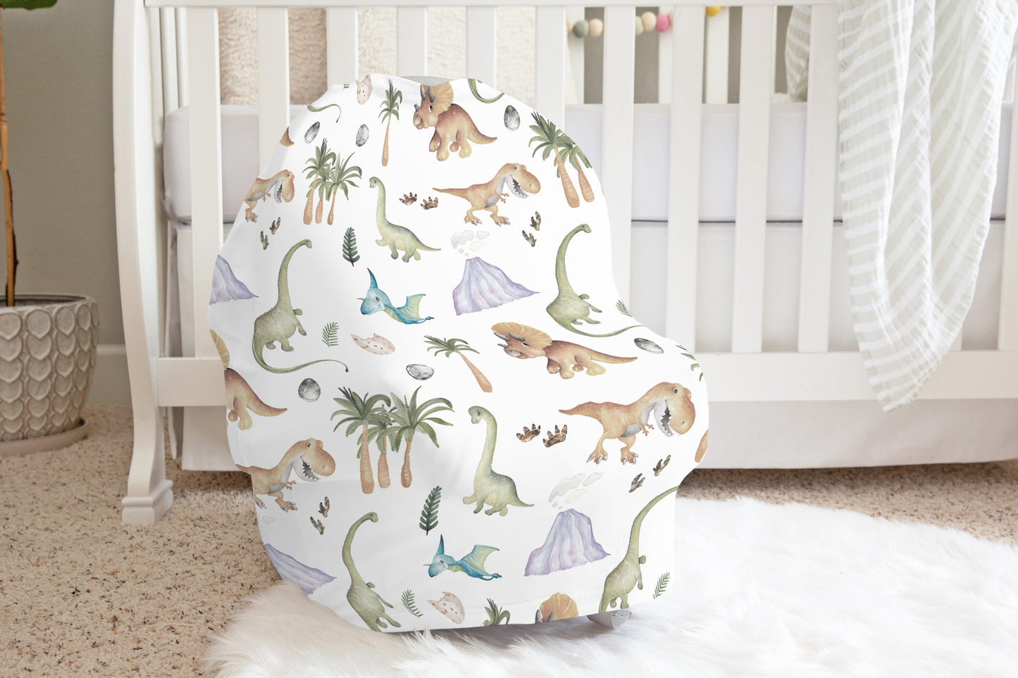 Dinosaur Car Seat Cover | Dino Nursery Cover - Big Friends