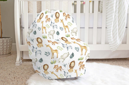 Safari Animals Car Seat Cover, Jungle Nursing Cover - Baby Africa