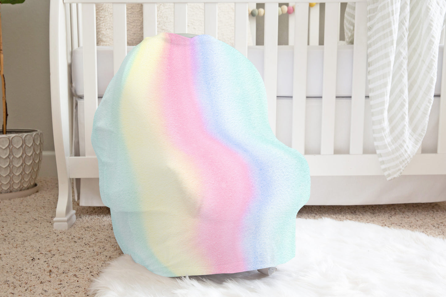 Stripes Car Seat Cover, Rainbow Nursing Cover