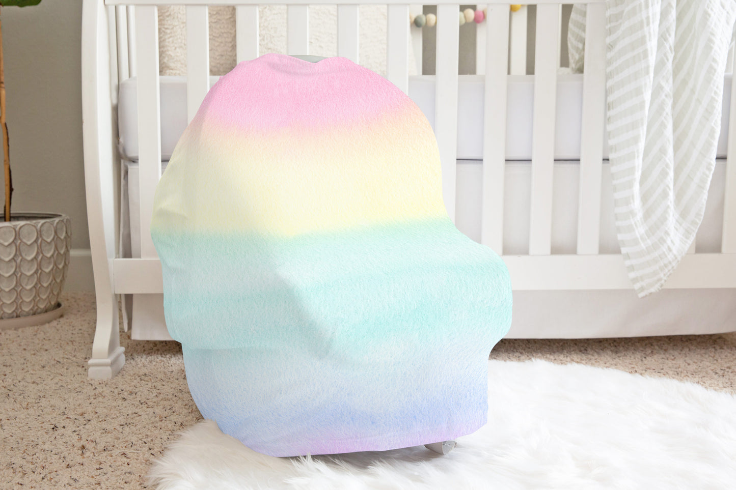 Pastel Rainbow Car Seat Cover, Rainbow Nursing Cover