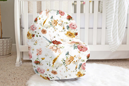 Floral Garden Car Seat Cover, Wilflowers Nursing Cover - Vintage Garden