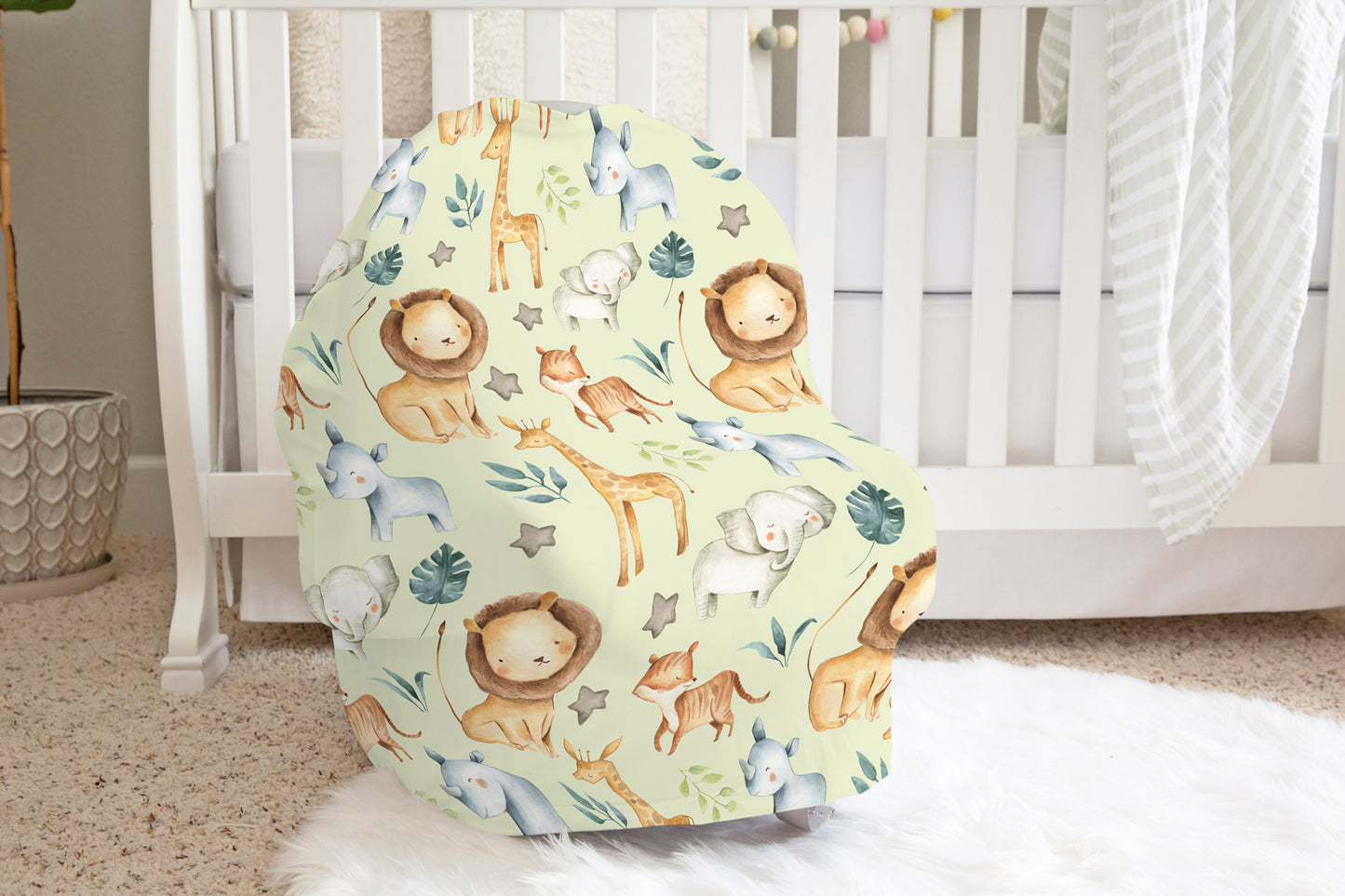 Safari Car Seat Cover. Jungle Nursing Cover - Baby Africa