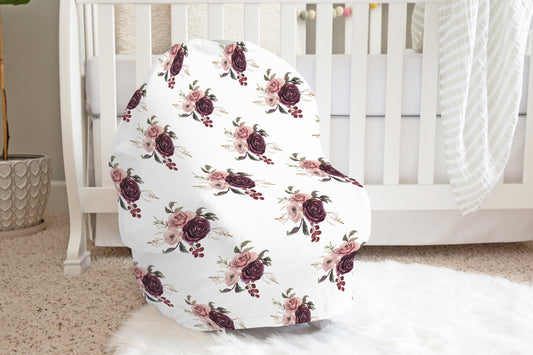 Roses Car Seat Cover, Floral Nursing Cover - Rose Bloom