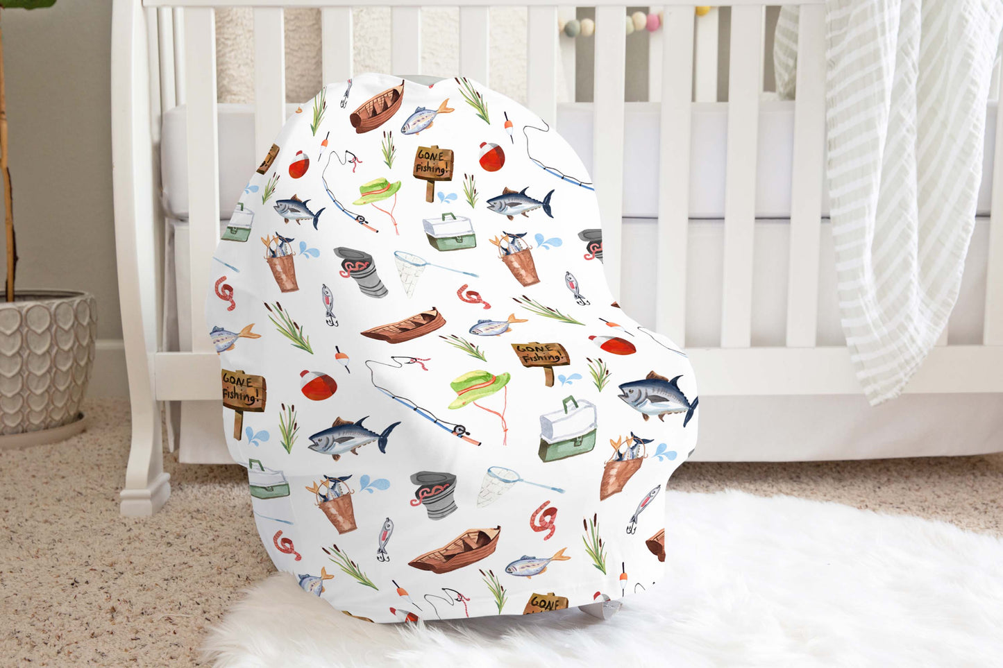 Fishing Car Seat Cover, Fishing Nursing cover - Little Fisherman