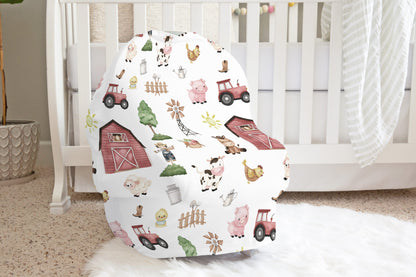 Farm Car Seat Cover | Barnyard nursing cover boy - Little Farmer