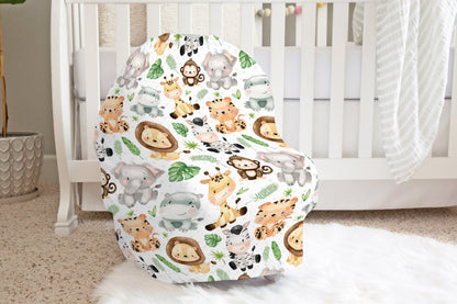 Safari Animals Car seat Cover, Jungle Nursing Cover - Safari Explorer