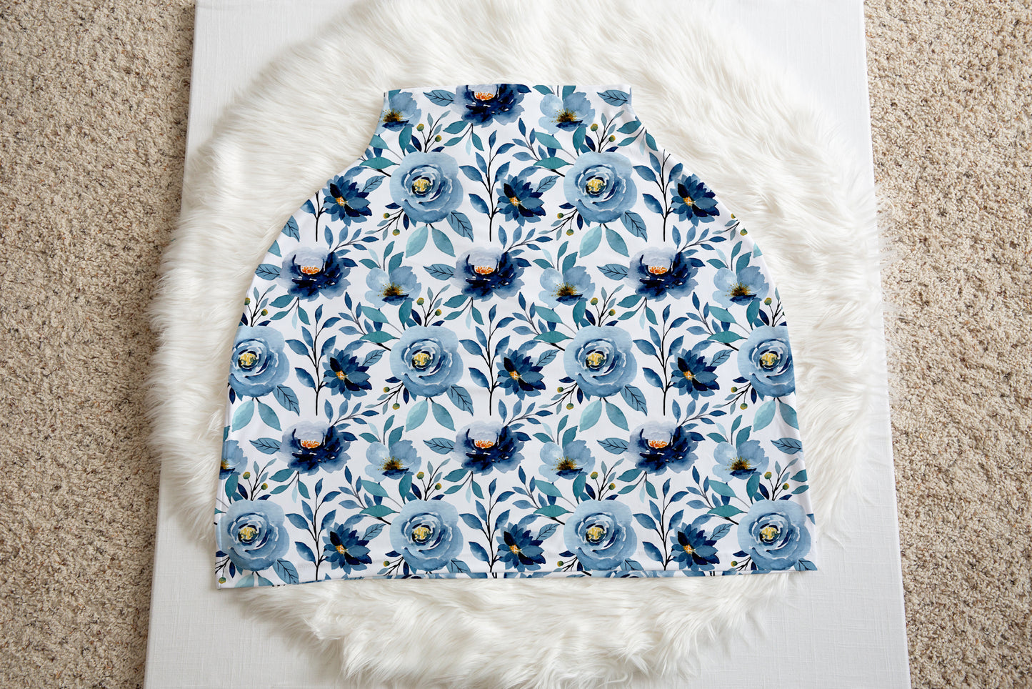 Indigo Blue Floral Car Seat Cover, Floral Nursing Cover