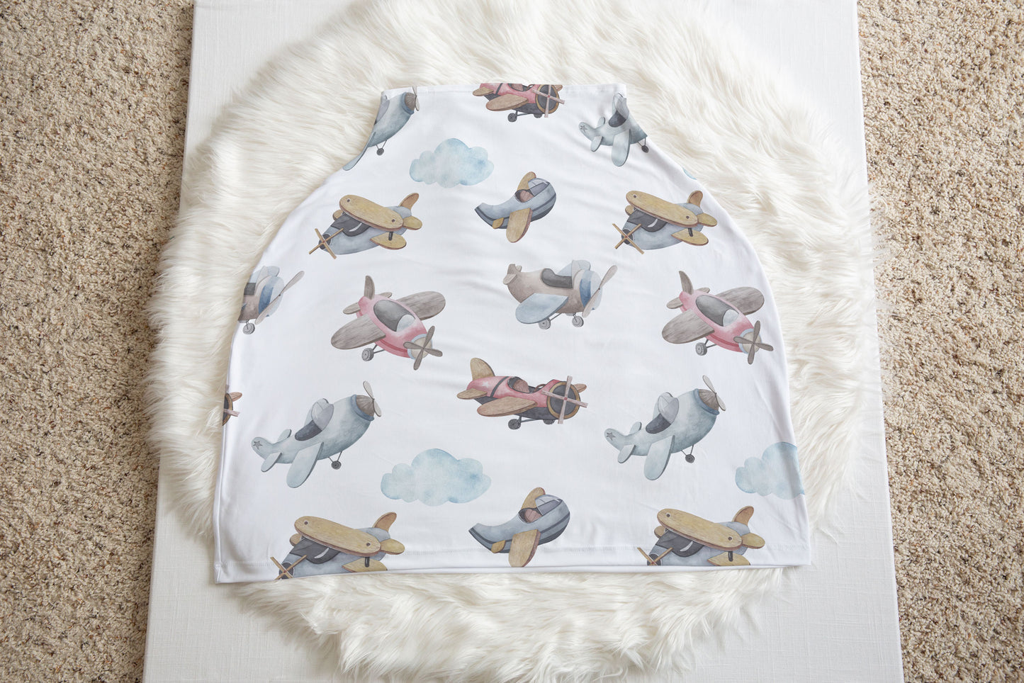 Airplane Car Seat Cover, Aviation Nursing Cover - Little Aviator