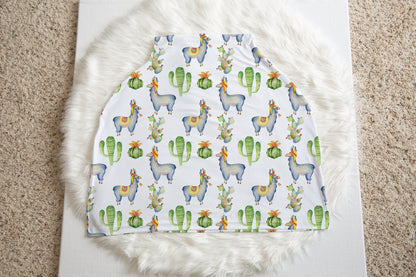 Llama and Cactus Car Seat Cover, Alphaca Nursing Cover