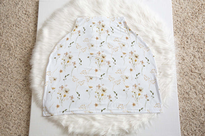 Wildflower Car Seat Cover, Wild Flowers Nursing Cover - Mustard Wildflowers