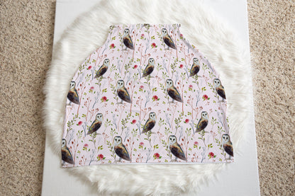 Owl car seat cover | Girl woodland nursing cover