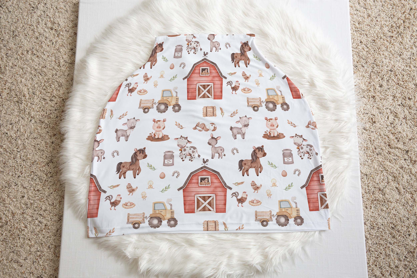 Farm Car Seat Cover, Barnyard Nursing cover - Lovely Farm