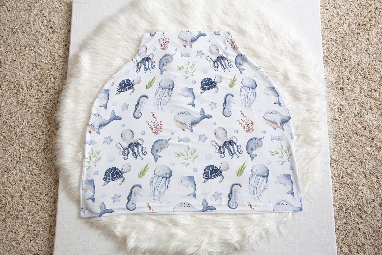 Ocean Car seat cover baby boy, Under The Sea Nursing Cover - Little Ocean