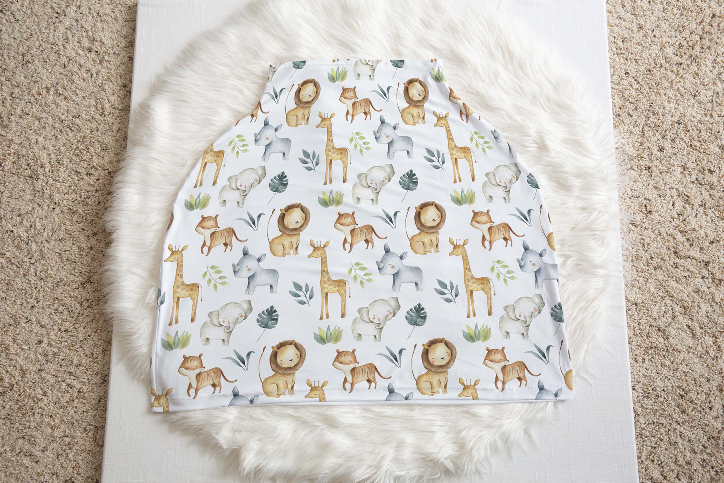 Safari Animals Car Seat Cover, Jungle Nursing Cover - Baby Africa