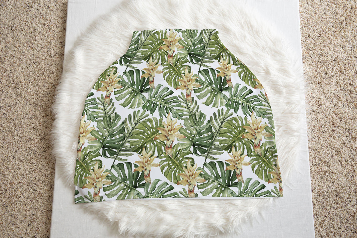 Tropical Car Seat Cover | Leaves Nursing Cover - Little Coconut