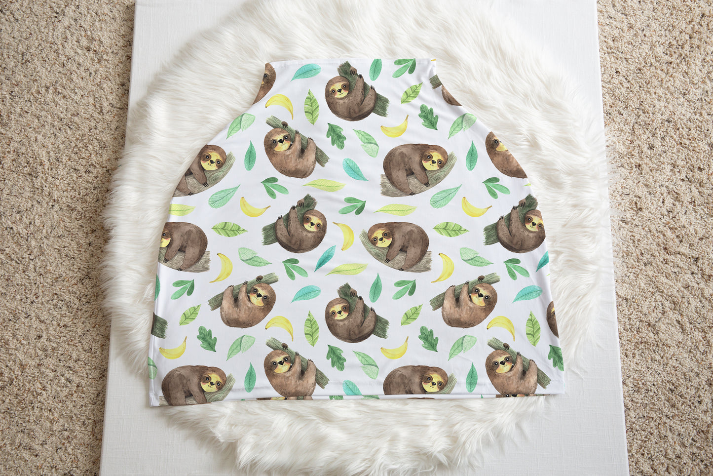 Little Sloth Car Seat Cover, Tropical Nursing Cover