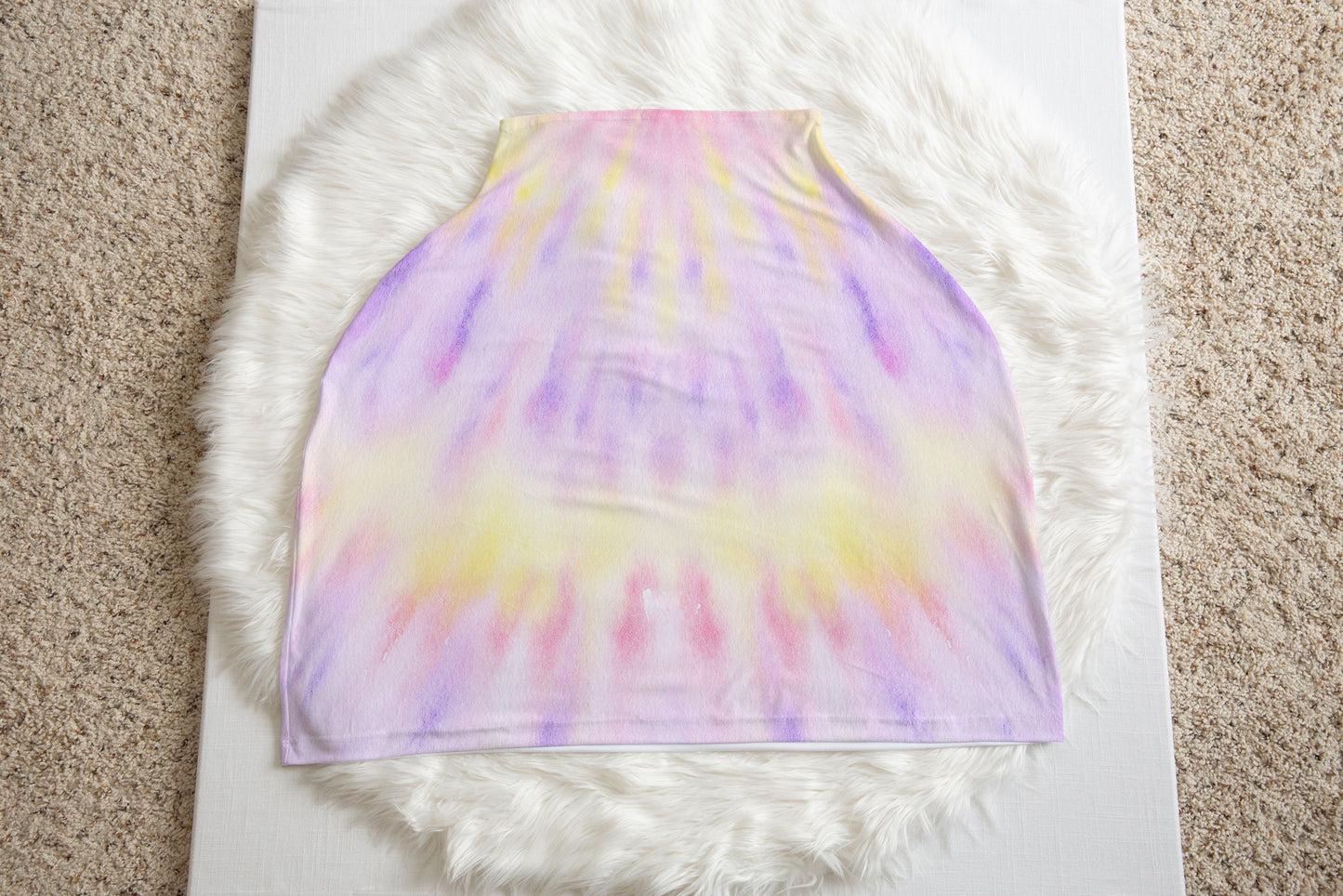 Purple and yellow Tie Dye Car Seat Cover, Tie Dye Nursing Cover