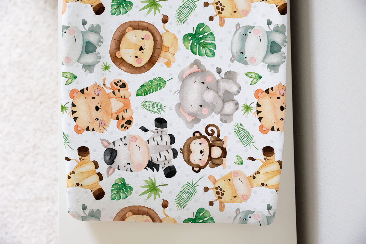 Safari Animals Changing Pad Cover, Jungle Nursery Decor - Safari Explorer