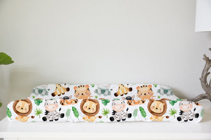 Safari Animals Changing Pad Cover, Jungle Nursery Decor - Safari Explorer