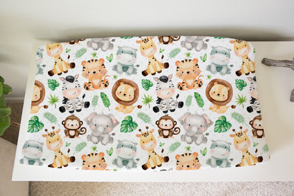 Safari Animals Changing Pad Cover, Jungle Nursery Decor - Safari Explorer