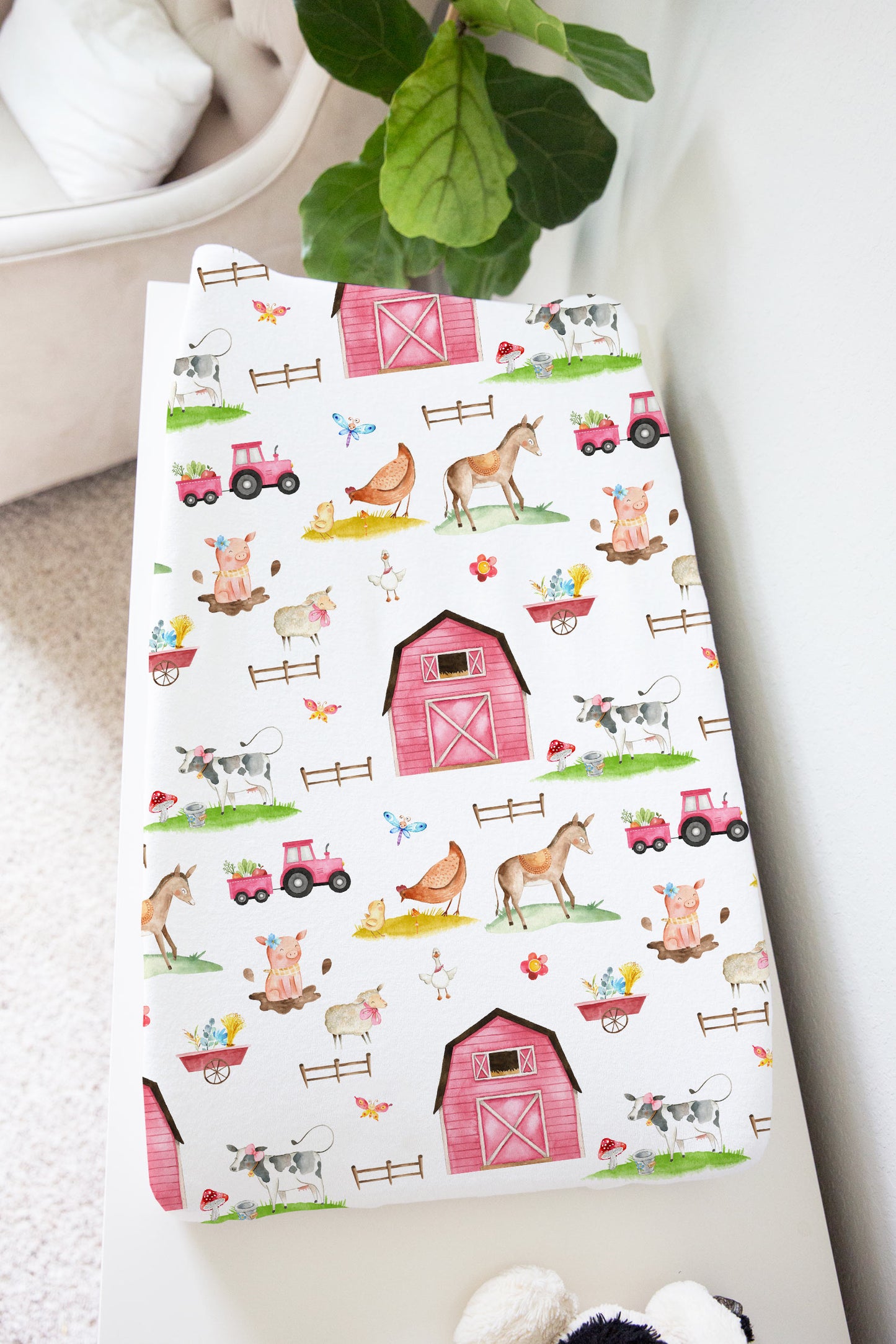 Girl Farm Changing Pad Covers | Farm Nursery Decor