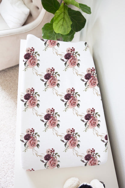 Roses Floral Changing Pad Cover - Rose Bloom