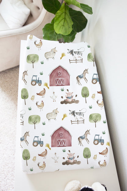 Farm Changing Pad Cover boy | Barnyard Nursery Decor - The Farm