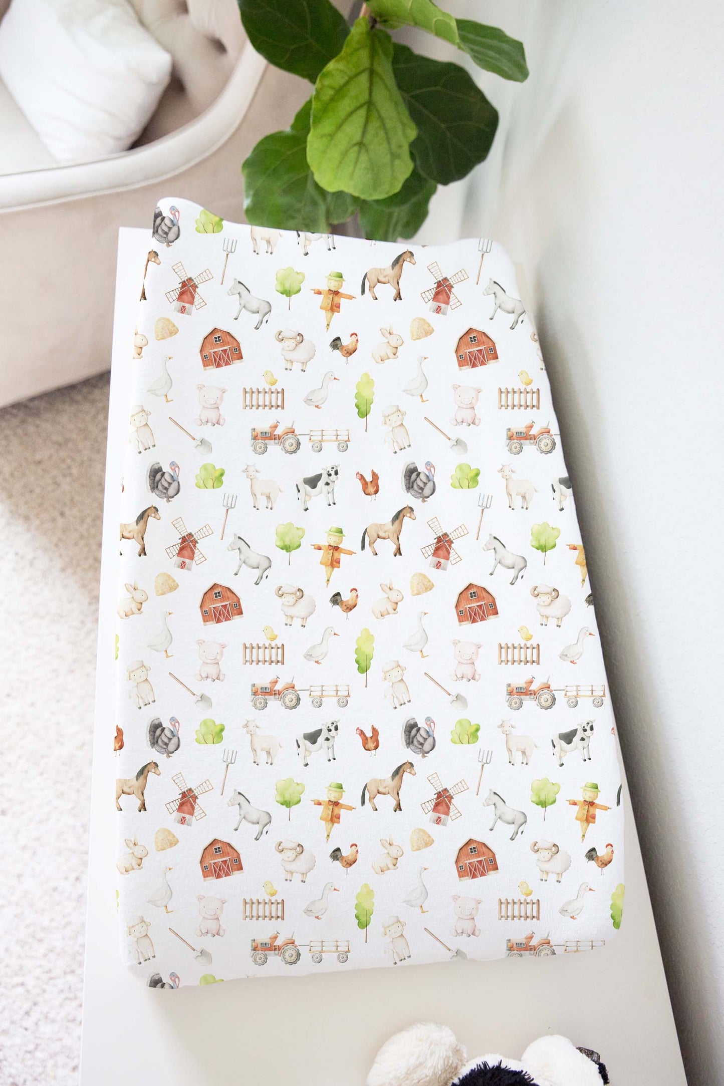 Farm changing pad cover, Farm diaper pad cover - Oliver's Ranch