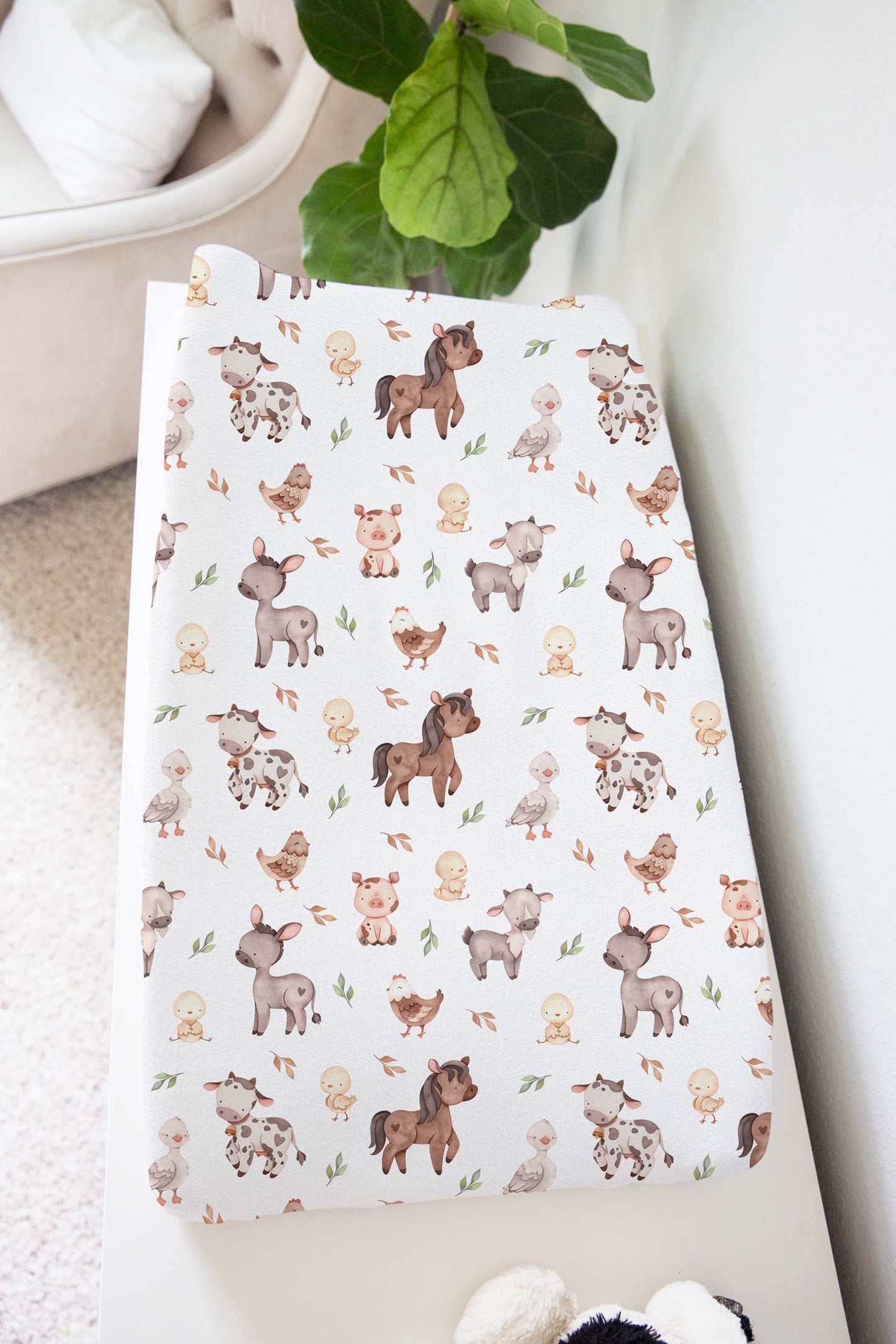 Farm Animals Changing Pad Cover, Barnyard Nursery Decor - Lovely Farm