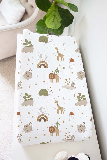 Modern Safari Cahnging Pad Cover, Rainbow Nursery Decor -  Modern Safari