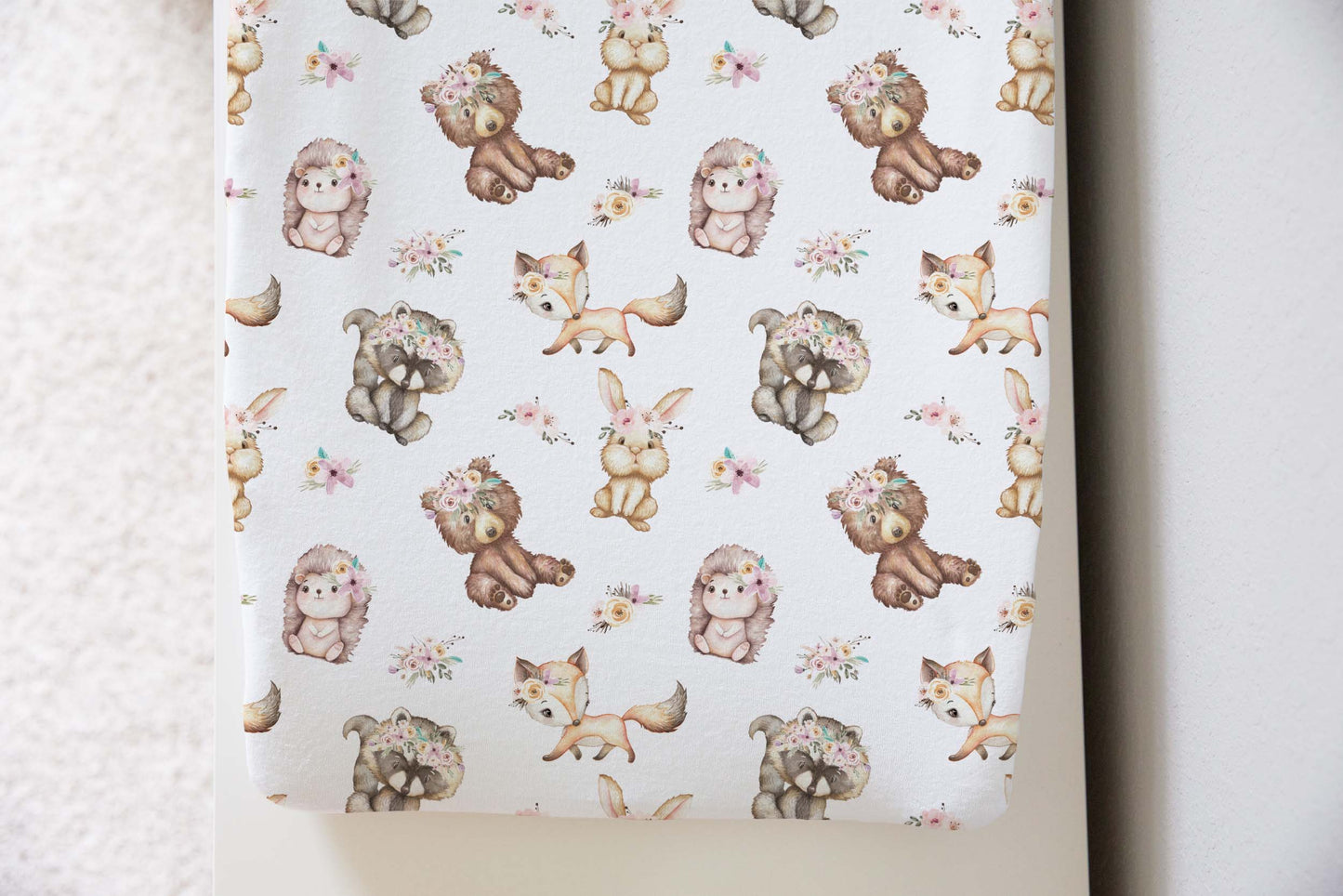 Woodland Animals Changing Pad Cover, Forest Animals Nursery Decor - Forest Friends