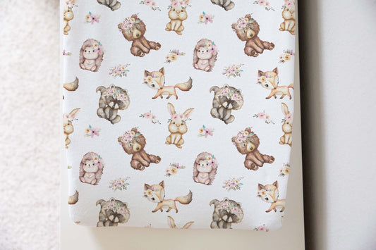 Woodland Animals Changing Pad Cover, Forest Animals Nursery Decor - Forest Friends