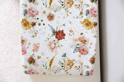 Wild Flowers Changing Pad, Boho Floral Nursery Bedding - Vintage Garden