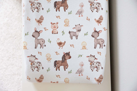 Farm Animals Changing Pad Cover, Barnyard Nursery Decor - Lovely Farm