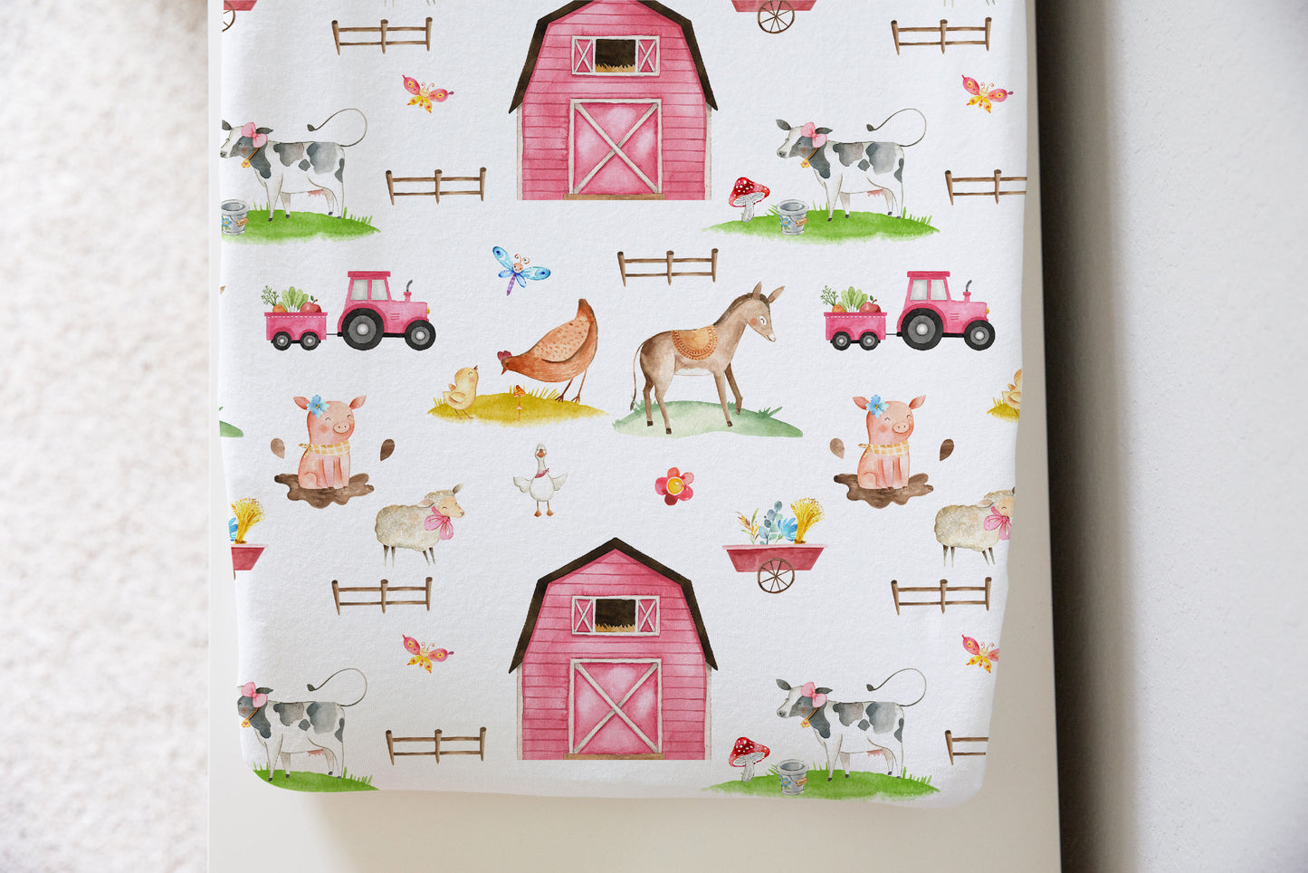 Girl Farm Changing Pad Covers | Farm Nursery Decor