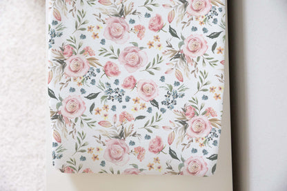 Pink Roses Changing Pad Cover, Watercolor Floral Baby Girl Nursery - Candy Rose