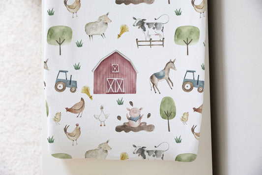 Farm Changing Pad Cover boy | Barnyard Nursery Decor - The Farm