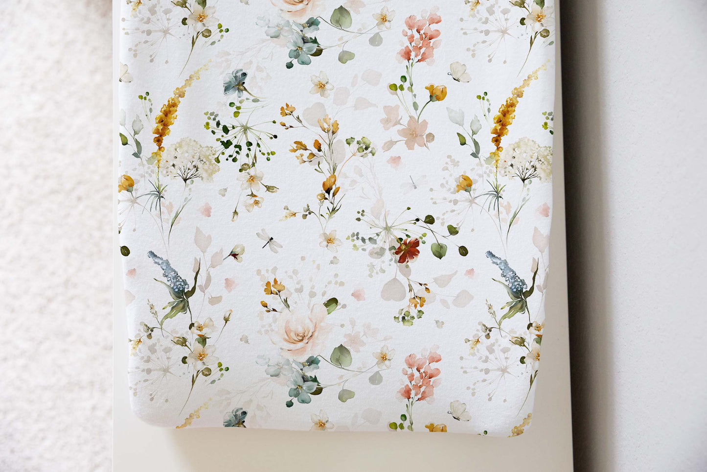 Wild Flower Nursery Bedding, Boho Floral Changing Pad Cover - Vintage Garden