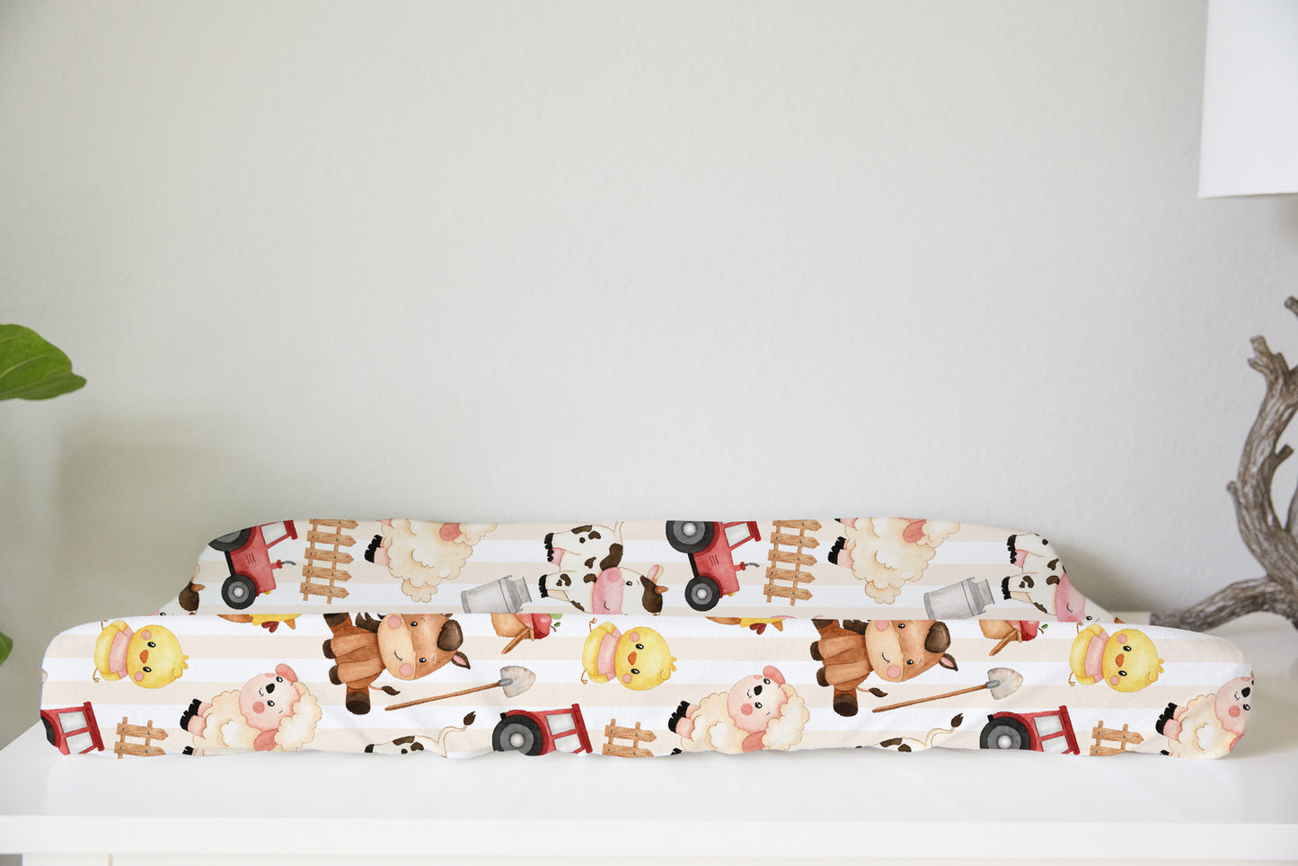 Farm Animals Changing Pad Cover, Neutral Nursery Decor - Morgans Farm